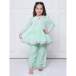 THE PONY & PEONY CO. Girls Ethnic Motifs Printed Cotton Kurta with Salwar & Dupatta-picture-11