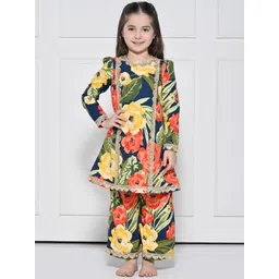 THE PONY & PEONY CO. Girls Floral Printed Cotton Kurta with Palazzos-picture-37