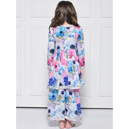 THE PONY & PEONY CO. Girls Floral Printed Cotton Kurta with Palazzos & Dupatta image 4