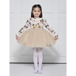 THE PONY & PEONY CO. Girls Floral Printed Puff Sleeves Cotton Fit & Flare Dress-picture-16