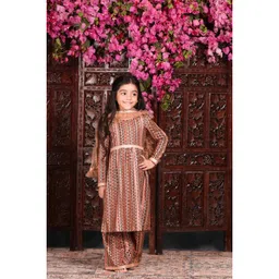 THE PONY & PEONY CO. Girls Printed Regular Gotta Patti Pure Cotton Kurta with Palazzos & With Dupatta-picture-29