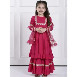 THE PONY & PEONY CO. Girls Regular Gotta Patti Kurta with Sharara & With Dupatta-picture-26
