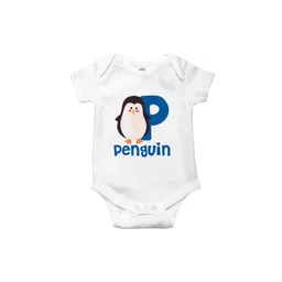 THE PRINT PLATTER Infants Penguin Printed Bio Wash Envelope Neck Cotton Bodysuit-picture-57