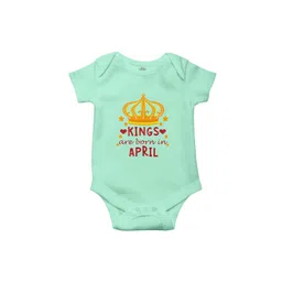 THE PRINT PLATTER Kids Born In April Printed Bio Wash Envelope Neck Cotton Bodysuit image 1