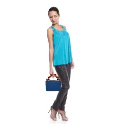 THE PURANI JEANS Denim Leather Handle Small Handbag-picture-17