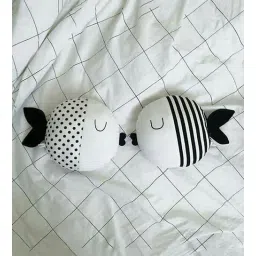 Black and White Velvet 14 x 14 inch Fish Cushions(2pcs)-image-33