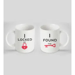 Lock & Key 250ml White (Set of 2) Ceramic Coffee Mug-image-29
