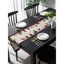 The Purple Tree Beige & Red Christmas Printed Table Runner-picture-40