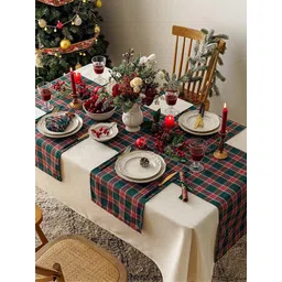 The Purple Tree Green & Red Checked Christmas Reactangular Table Runner-picture-26