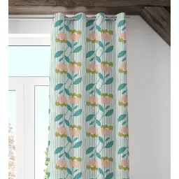 White Floral Satin 7 Ft Blackout Eyelet Door Curtains (Set of 2)-image-39