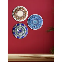 THE QUIRKY HOME 3Pcs White & Blue Printed Ceramic Premium Decorative Wall Decors-picture-38