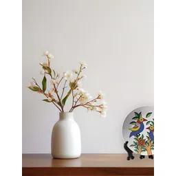 THE QUIRKY HOME 3Pcs White & Green Printed Ceramic Premium Decorative Wall Decors image 2