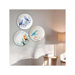 THE QUIRKY HOME 3Pcs White Birds Of A Feather Stuck Together Printed Ceramic Wall Decors-picture-21