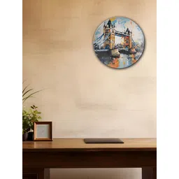 THE QUIRKY HOME A Bridge To The Past White & Blue Printed Ceramic Wall Decor-picture-33