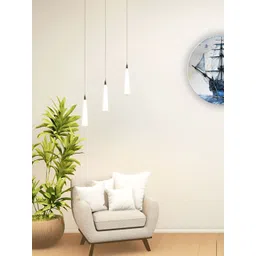 THE QUIRKY HOME Blue & White Majestic Ship At Sea Printed Ceramic Wall Plates-picture-22