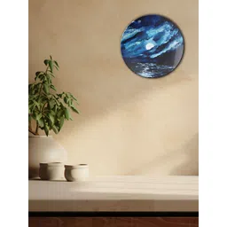 THE QUIRKY HOME Blue & White Star-Studded Printed Ceramic Wall Plate Decor-picture-38