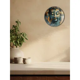 THE QUIRKY HOME Blue & Yellow Printed Decorative Ceramic Wall Plate-picture-17