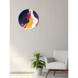 THE QUIRKY HOME Blue & Yellow Swirling Color Shapes Printed Ceramic Wall Plates-picture-29