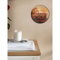 THE QUIRKY HOME Brown & Yellow Colosseum At Sunset Printed Ceramic Wall Plate-picture-16