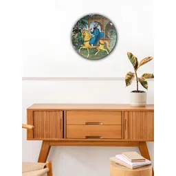 THE QUIRKY HOME Green & Blue Mughal Miniature Printed Ceramic Wall Plate-picture-12