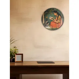 THE QUIRKY HOME Green & Red Woman Scattering Rice Printed Ceramic Wall Plate-picture-19