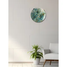 THE QUIRKY HOME Green Printed Feathered Fantasy Decorative Ceramic Wall Plates-picture-23