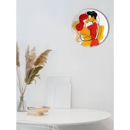 THE QUIRKY HOME Passionate Encounter White & Yellow Printed Decorative Ceramic Wall Plate-picture-20