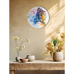 THE QUIRKY HOME Shiva's Graceful Gaze White & Blue Printed Ceramic Wall Decor Plate-picture-29