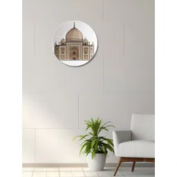THE QUIRKY HOME White & Beige Taj Mahal Printed Ceramic Premium Decorative Wall Decor-picture-14