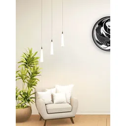 THE QUIRKY HOME White & Black Koi Fish Yin Yang Art Printed Ceramic Wall Plates-picture-34