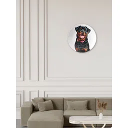 THE QUIRKY HOME White & Black Loyal Rottweiler Gaze Printed Ceramic Decorative Wall Decor-picture-28