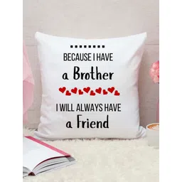 THE QUIRKY HOME White & Black Printed Square-Shaped Rakshabandhan Gift Pre-Filled Cushion-picture-18