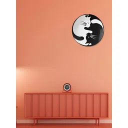THE QUIRKY HOME White & Black Yin Yang Cats Printed Ceramic Premium Decorative Wall Plate-picture-23