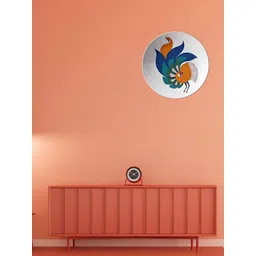 THE QUIRKY HOME White & Blue Artistic Peacock Duo Printed Ceramic Decorative Wall Decor-picture-33