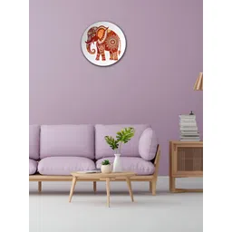 THE QUIRKY HOME White & Brown Regal Elephant Printed Ceramic Wall Plate-picture-40