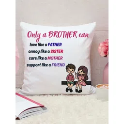 THE QUIRKY HOME White & Pink Printed Square-Shaped Rakshabandhan Gift Pre-Filled Cushion-picture-28