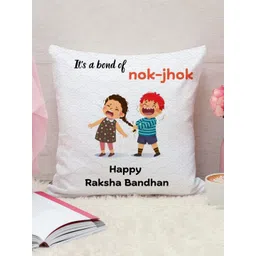 THE QUIRKY HOME White & Red It's A Bond Of Nok-Jhok-Printed Gifting Pre-Filled Cushion-picture-20