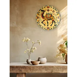 THE QUIRKY HOME Yellow & Black Vibrant Camel Printed Ceramic Wall Plate-picture-32