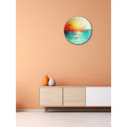 THE QUIRKY HOME Yellow & Blue A Serene Sea Printed Ceramic Wall Plate-picture-21