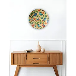 THE QUIRKY HOME Yellow & Blue Printed A Flock of Fun Decorative Ceramic Wall Plate-picture-15