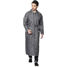 the rainberry Men's Full-Length Waterproof Raincoat with Hood & Adjustable Waist Belt | Long Overcoat Style Rainwear for Monsoon Protection-picture-12