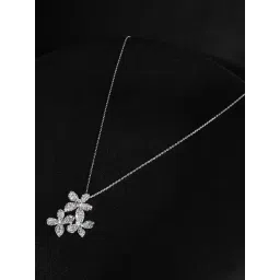 The Real Effect London 800 Silver Opalia Rhodium Plated Floral Silver Pendant-picture-48