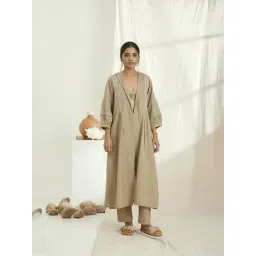 The Right Cut Beige Oftheshore Berly Bustier Top with Shrug and Pant Set-picture-41