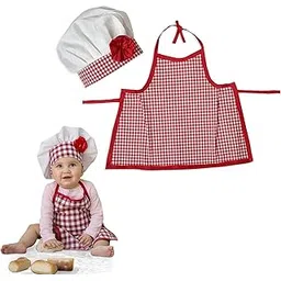 the root & craft The Root And Craft Kids Photoshoot Dress (6 To 12 Month) Baby Master chef (Red & White)-picture-11