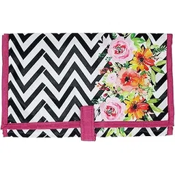 The Rosette Imprint Hair Clip Organizer Pouch - Multi-Purpose Accessory Bag for Girls and Women - Zigzag Floral Design-picture-42
