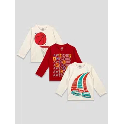 The Sandbox Clothing Co. Boys Pack of 3 Graphic Printed Round Neck Cotton T-shirts-picture-19