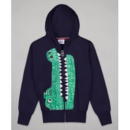 The Sandbox Clothing Co Full Sleeves Crocodile Printed Zipper Sweatshirt - Navy Blue-picture-28