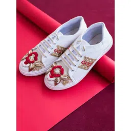 The Saree Sneakers Women's Red Sneakers-picture-17