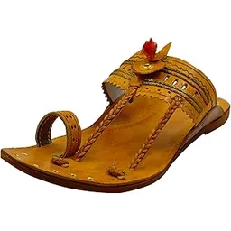 The Select U's Original Premium Leather Classic Yellow Jari Gonda Kolhapuri Chappal for Men-picture-25