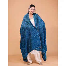 THE SHAWL STUDIO Block Stripe Embroidered Phulkari Dupatta-image-14